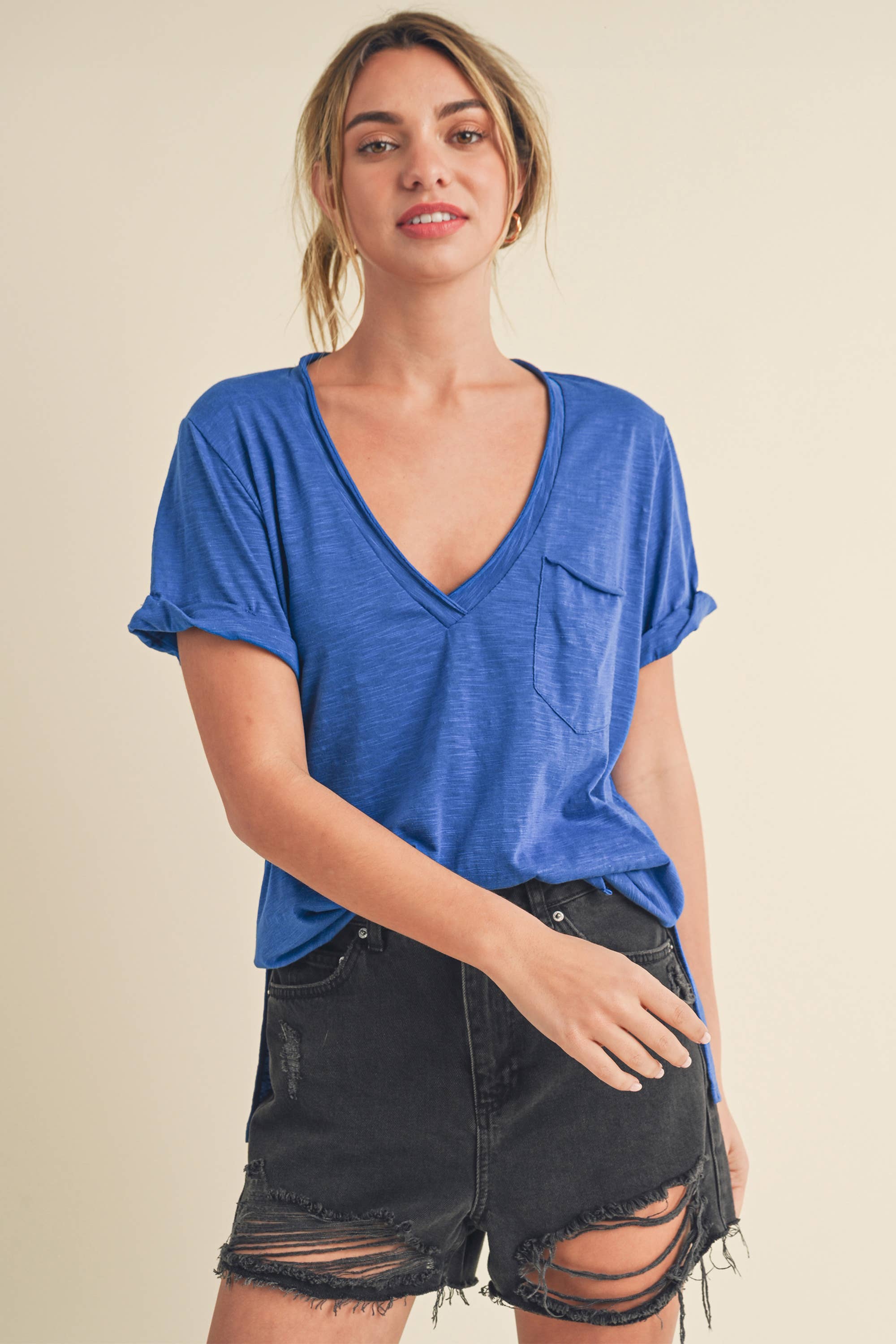 V-Neck Short Sleeve Top