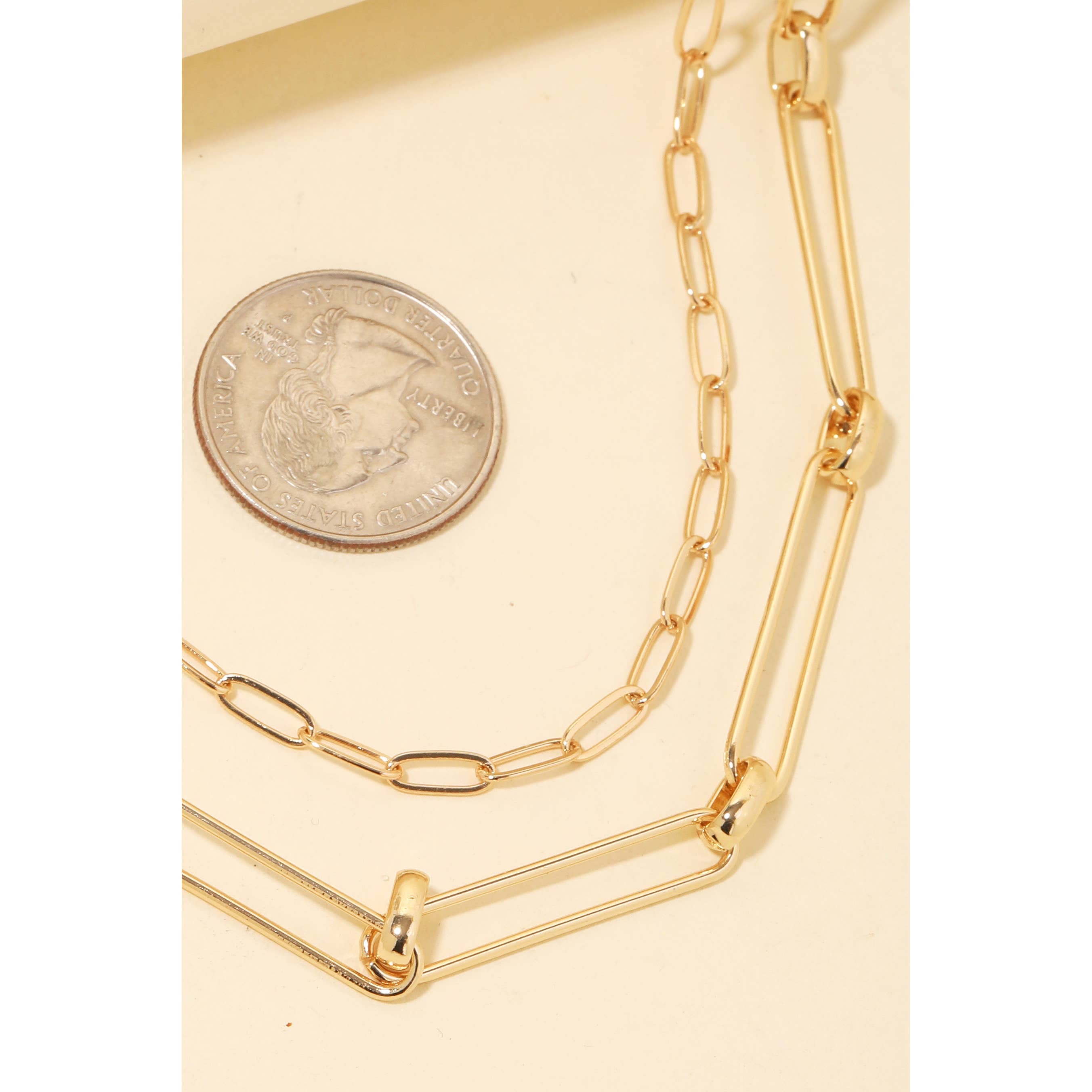 Layered Dainty Oval Chains Necklace