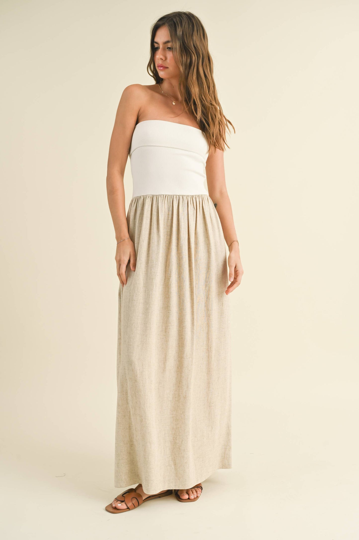 LINEN RIBBED KNITTED TOP DRESS
