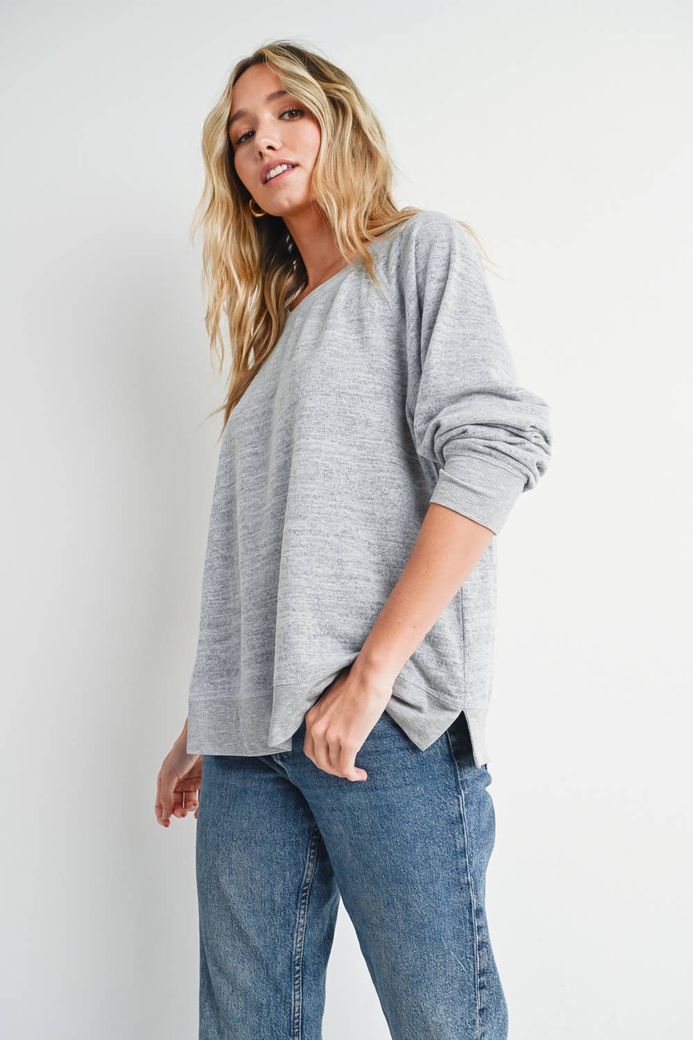 HEATHER CONTRAST SWEATSHIRT PULLOVER