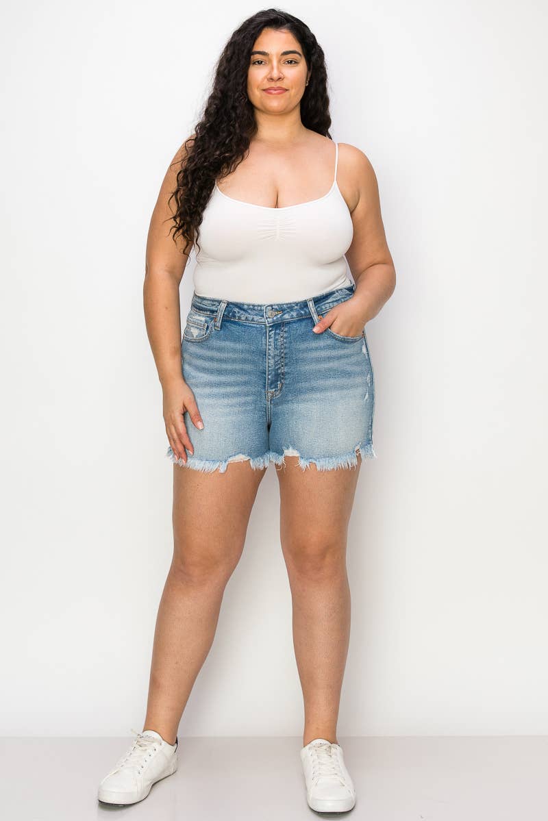 PLUS SIZE - HIGH  RISE STRETCH  SHORT