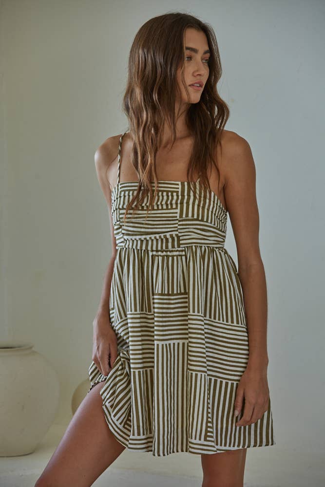 ⭐️ SALE!!!! ⭐️Striped Tube Neck Spaghetti Strap Flare Mini Dress