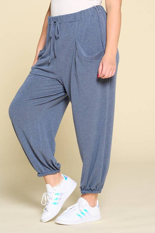 Plus Size Solid Casual Joggers with Side Pockets