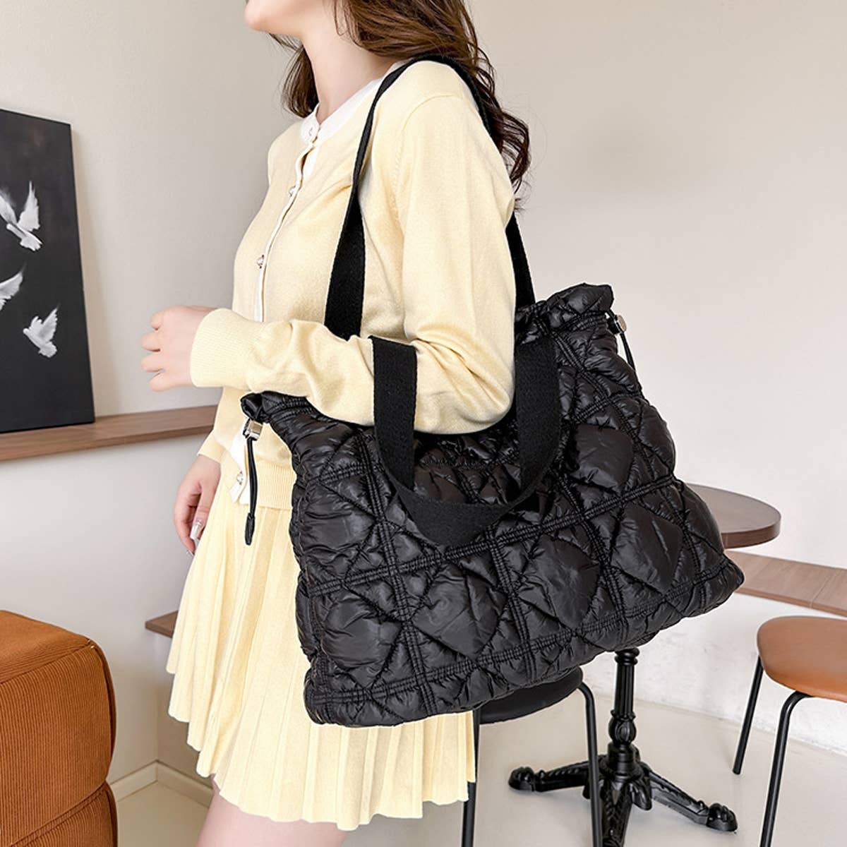 WOMEN LARGE CAPACITY DRAWSTRING TOTE BAG