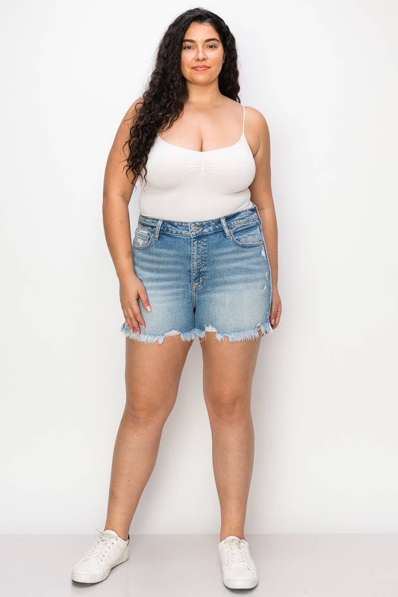 PLUS SIZE - HIGH  RISE STRETCH  SHORT