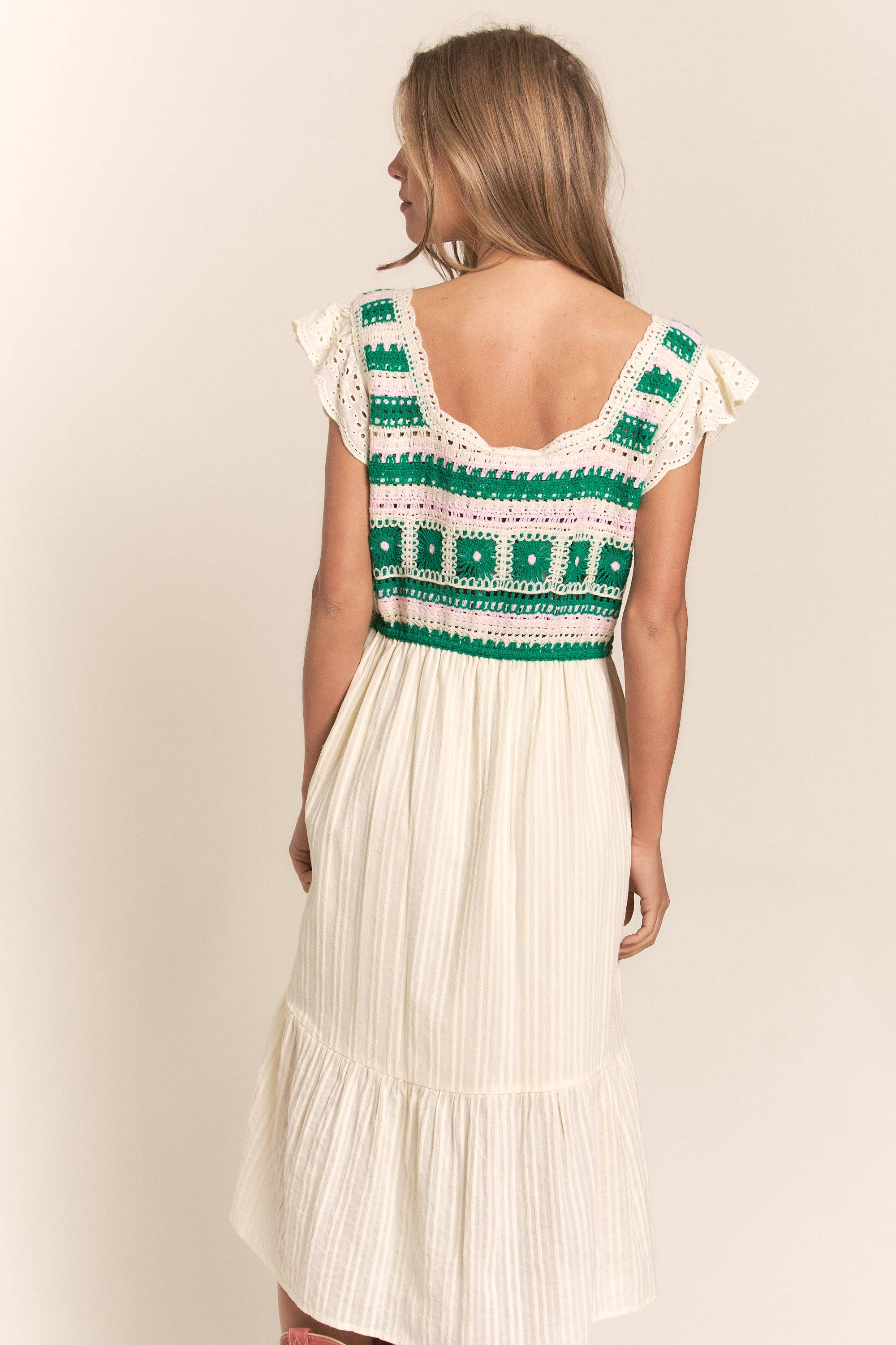 🎉SALE!!🎉 Crochet Detailed Top Midi Dress