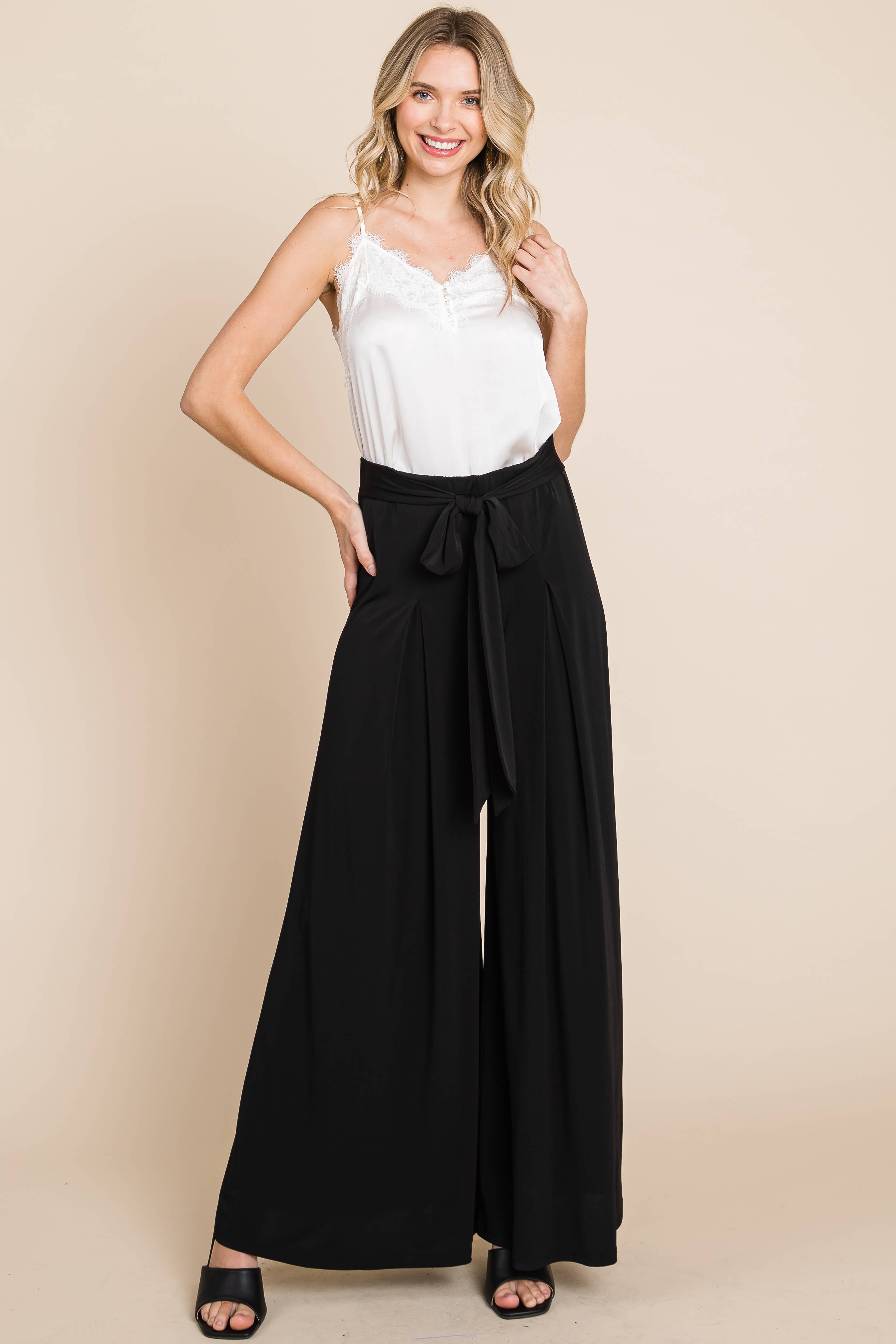 Solid High Waisted Palazzo Pants