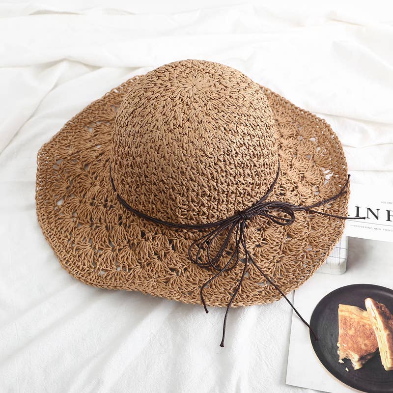 🎉SALE!!🎉Summer handmade crochet straw hat large brim.