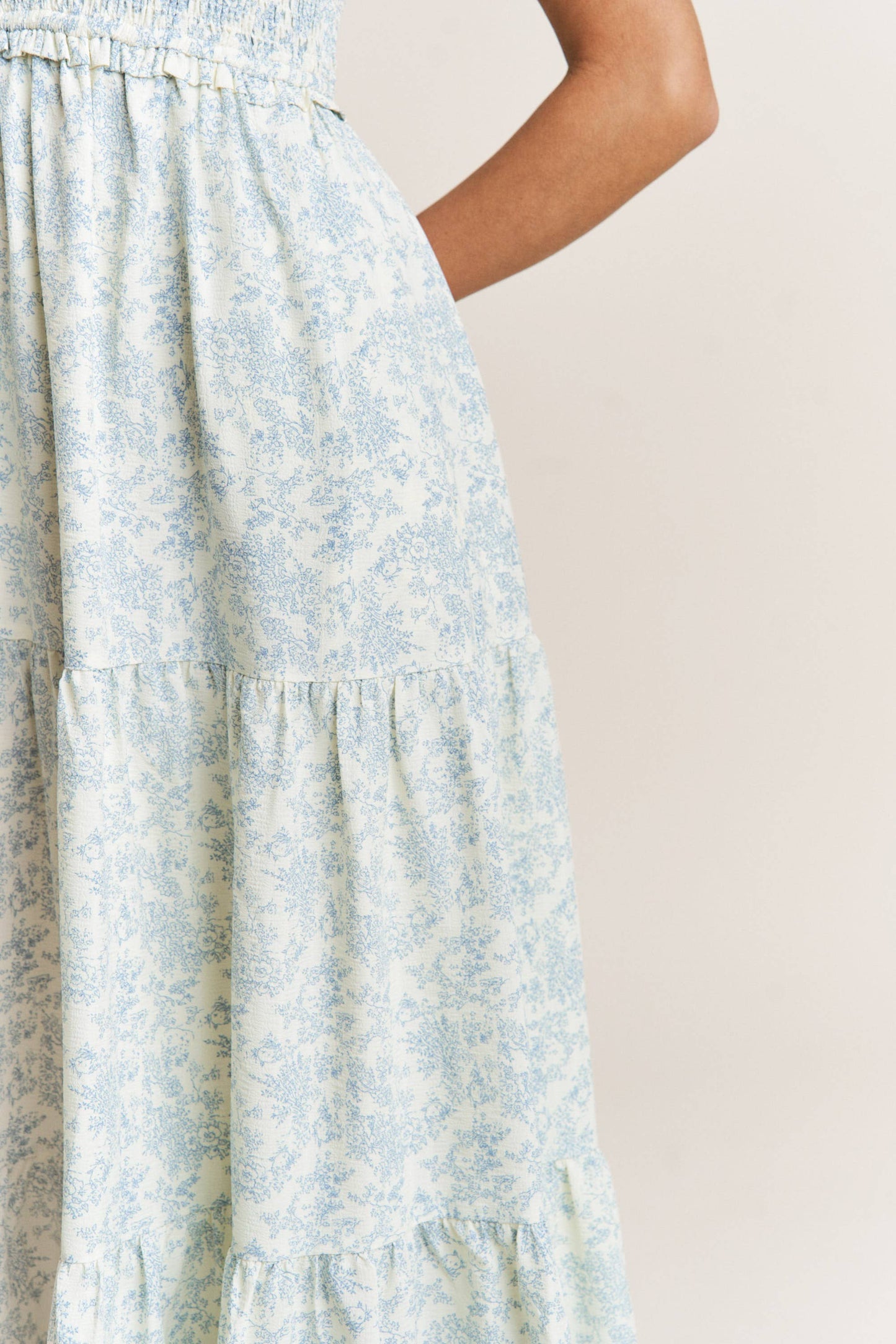 Empire Neck Line Floral Tiered Maxi Dress