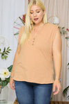 PLUS SIZE V-NECK BUTTON TOP