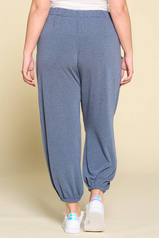 Plus Size Solid Casual Joggers with Side Pockets