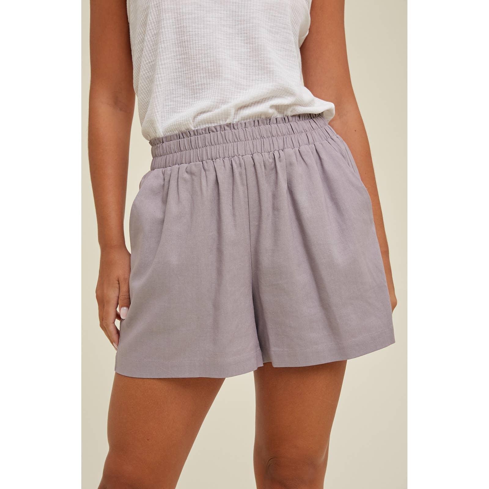 🎉SALE!!🎉 LINEN SHORTS WITH SMOCKED WAISTBAND