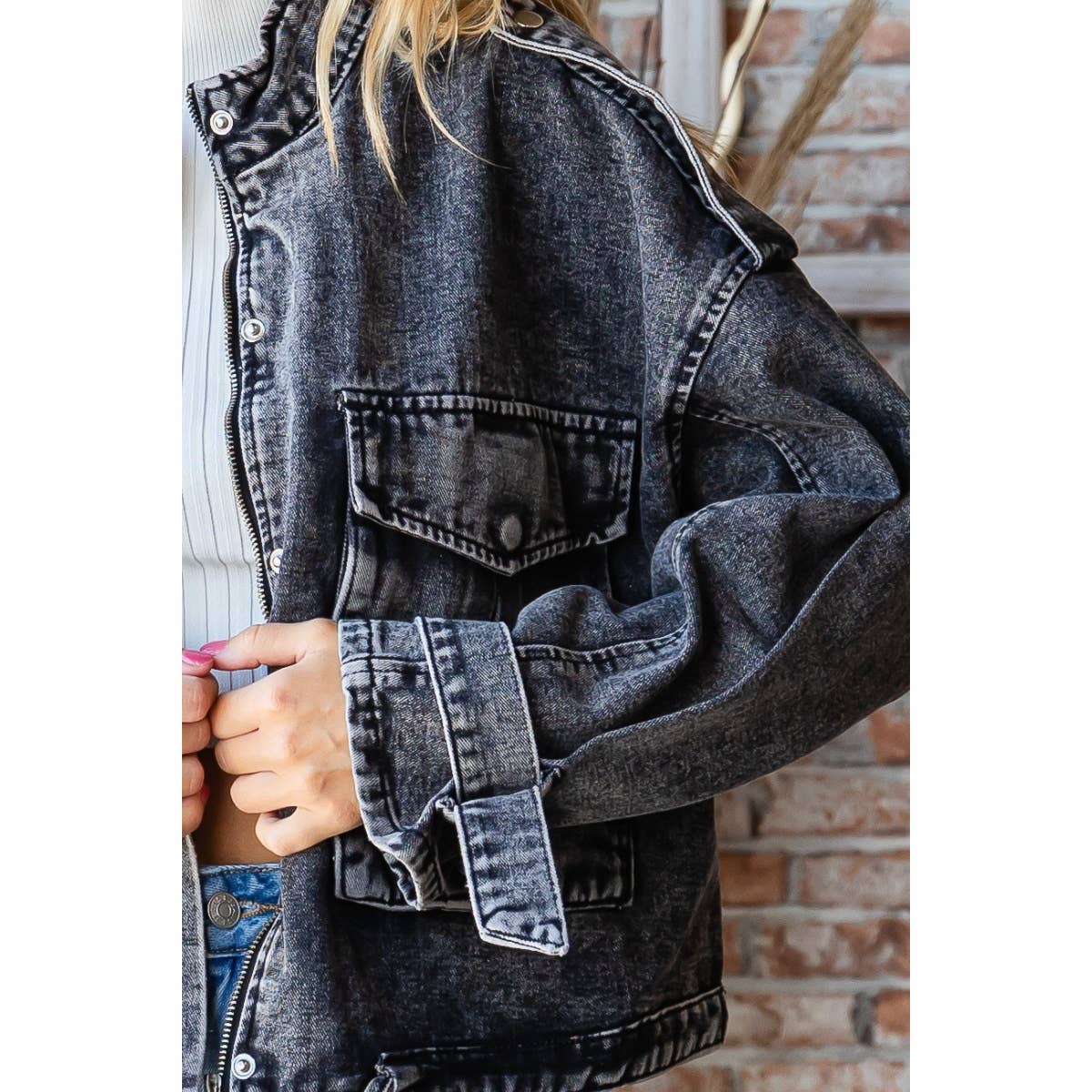 Double Pocket Denim Utility Jacket