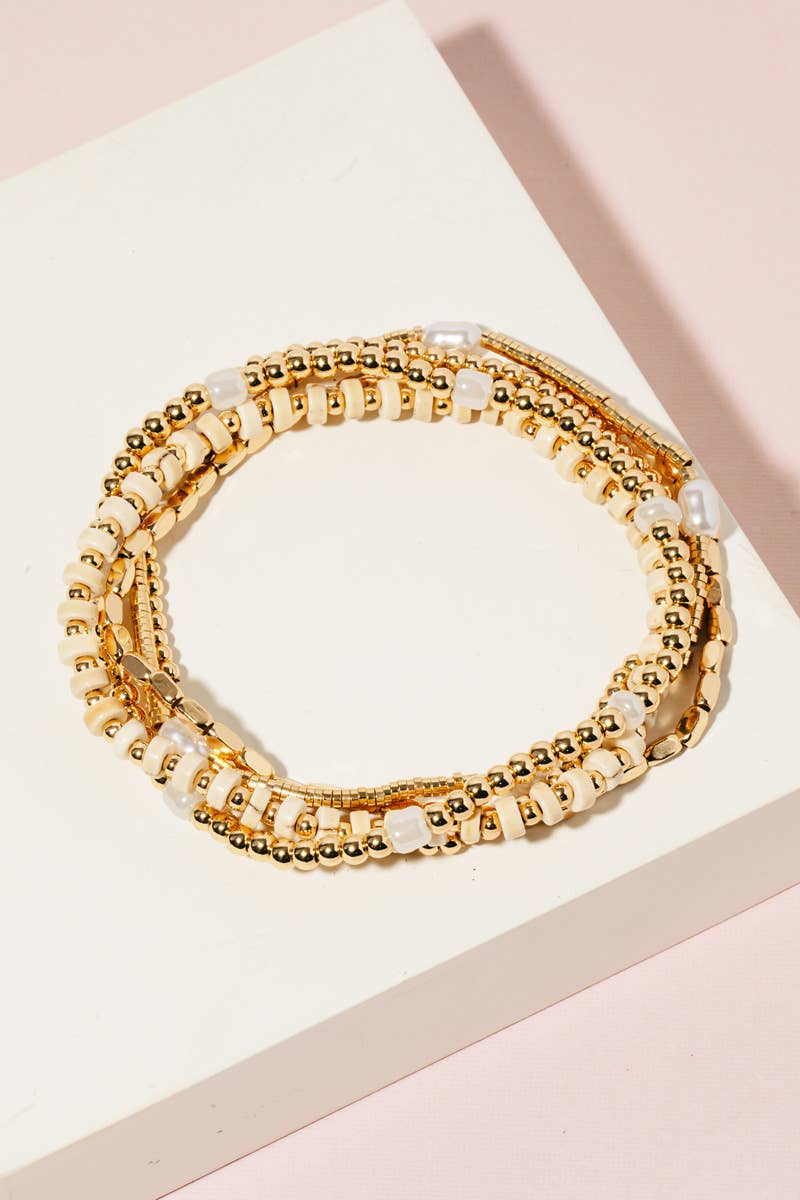 Assorted Beaded Elastic Layered Bracelet Set