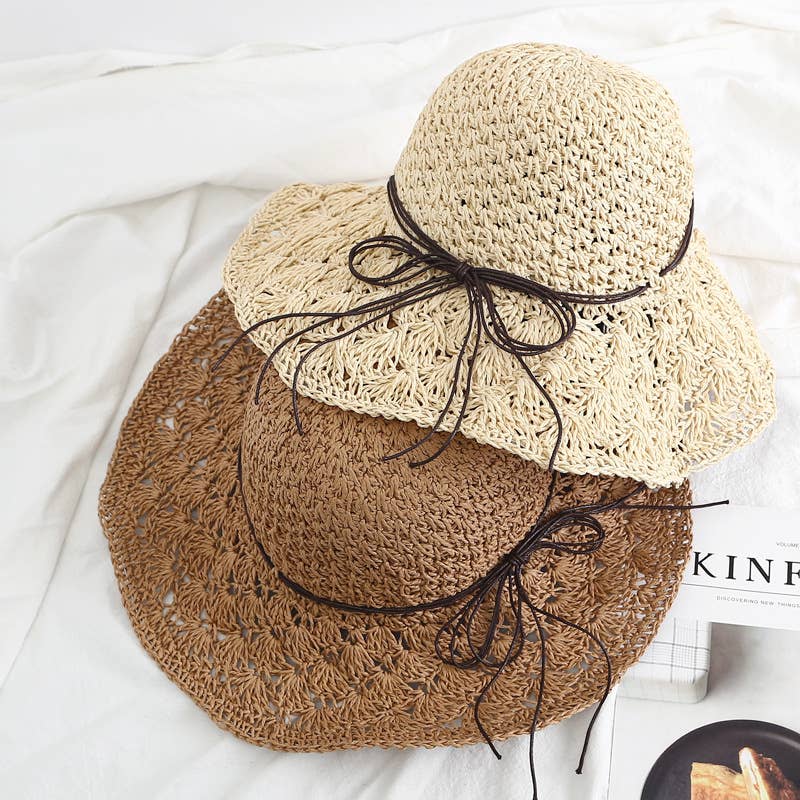 🎉SALE!!🎉Summer handmade crochet straw hat large brim.