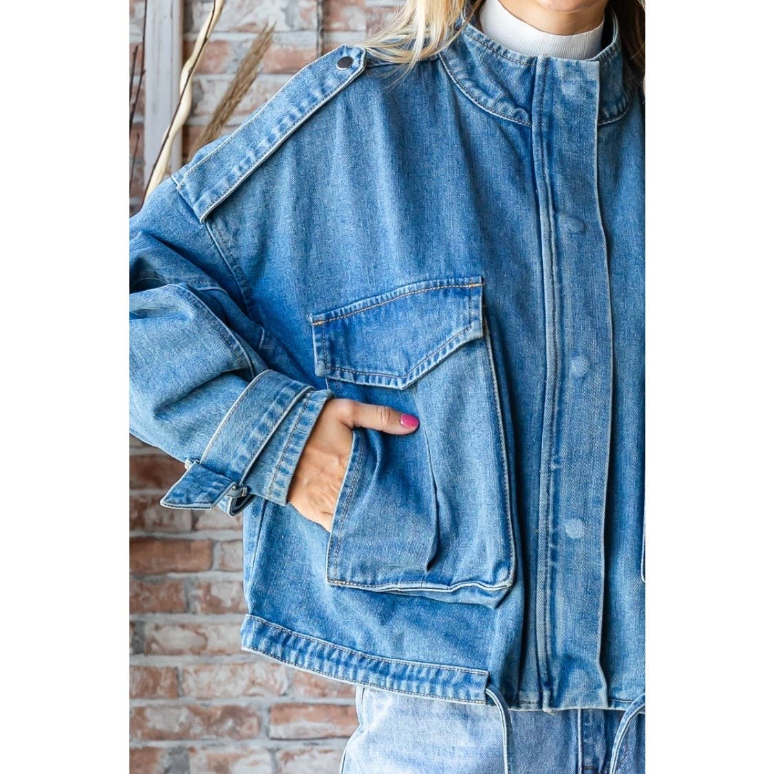 Double Pocket Denim Utility Jacket