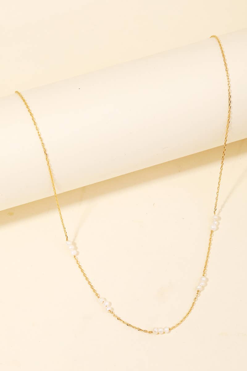 Dainty Chain Bead Charm Necklace