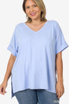 PLUS SIZE-BRUSHED DTY Vneck Top