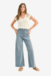 STRAIGHT WIDE LEG DENIM PANTS