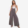 Adjustable Strap Loose Fit Knit Jumpsuit with Wide Legs and