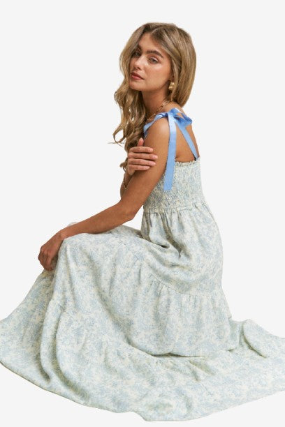 Empire Neck Line Floral Tiered Maxi Dress