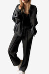 Seamed Zipper Jacket and Drawstring Waist Pants Set