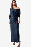 ONE OFF SHOULDER MAXI RIB DRESS