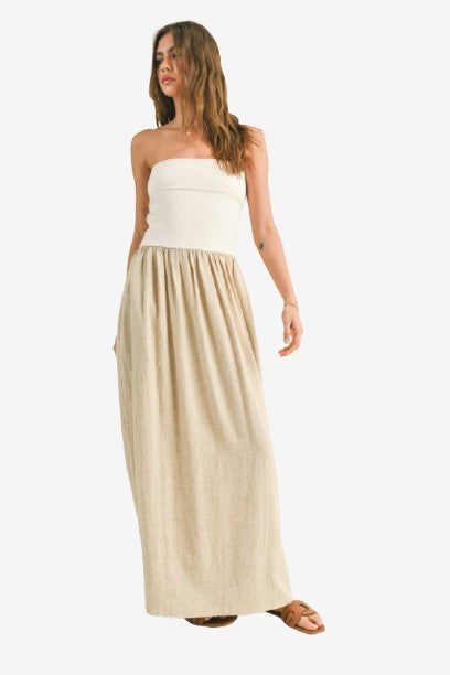 LINEN RIBBED KNITTED TOP DRESS